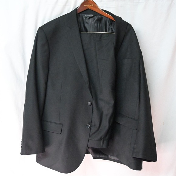 NEW Davinci 50R42 x 36 Black Big Tall 3 Piece Suit‎ Jacket Pants Vest